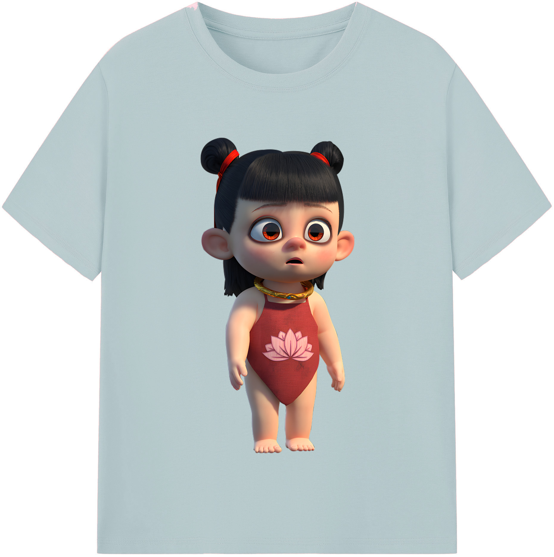 （画像用） Ne Zha 2 ナタ 魔童の大暴れ 綿100％半袖Tシャツ（フロントプリント）